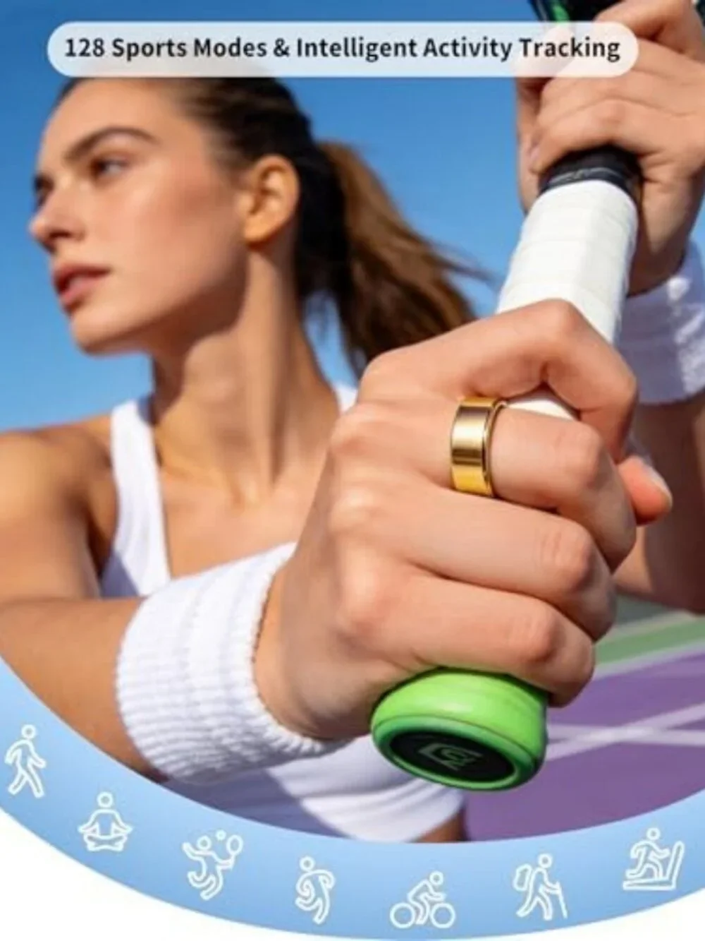 Stylish Smart Fitness Ring for Men & Women - Heart Rate, Sleep Tracker, IP68
